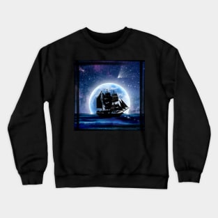 Sailing into the Night Sky - moon and galeon Crewneck Sweatshirt